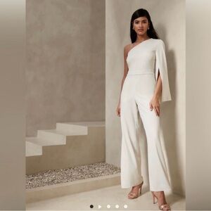 Banana Republic One-Shoulder Cream Jumpsuit
